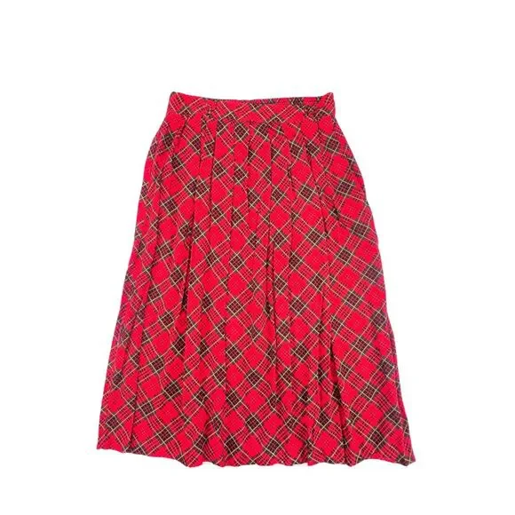 VTG Briggs New York Skirt Medium Red Tartan Pleated Schoolgirl Scottish Plaid - Picture 7 of 9